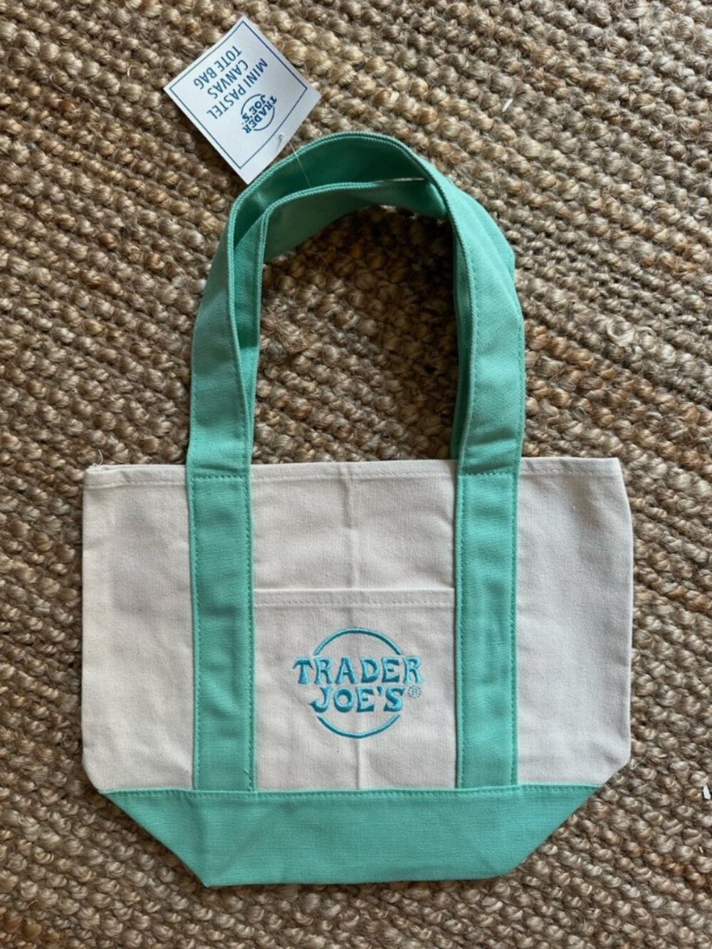 Trader Joes Mini Tote Bag Pastel Green